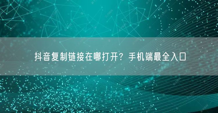 抖音复制链接在哪打开？手机端最全入口